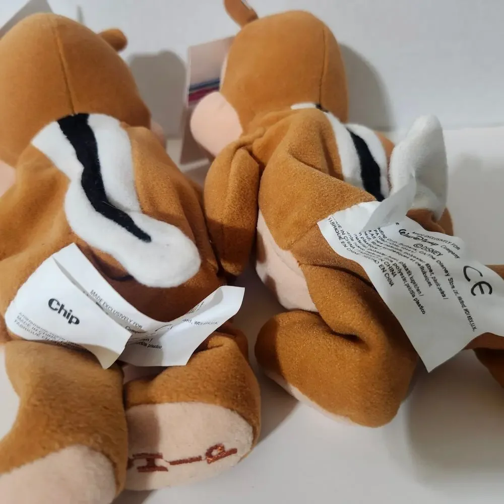 Disney Store Chip & Dale Mini Bean Bag Plush Set NWT Tagged Pair